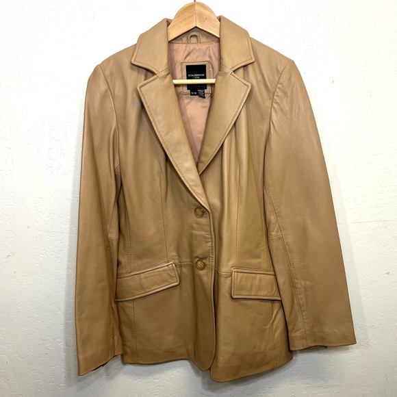 Colebrook Tan Leather Jacket Blazer Size M - Picture 2 of 12